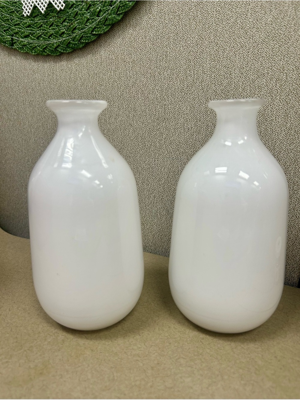 Hobby Lobby Glossy White Glass Bud Vase Pair